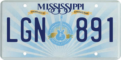 MS license plate LGN891