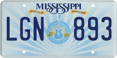 MS license plate LGN893