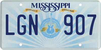 MS license plate LGN907