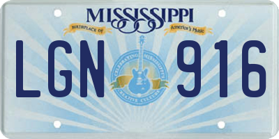 MS license plate LGN916