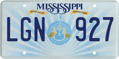 MS license plate LGN927