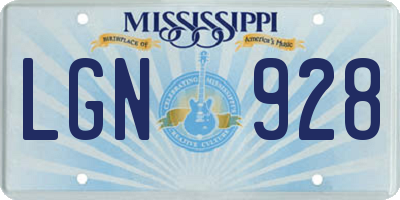 MS license plate LGN928