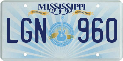 MS license plate LGN960