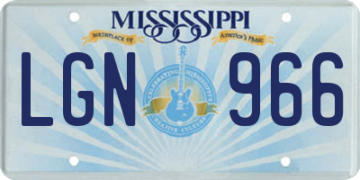MS license plate LGN966