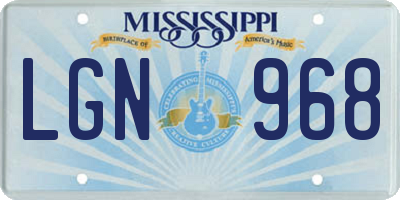 MS license plate LGN968