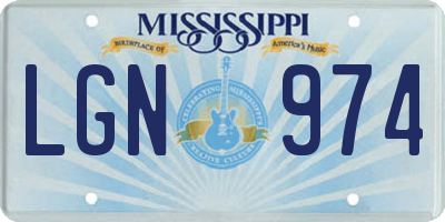 MS license plate LGN974
