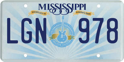 MS license plate LGN978