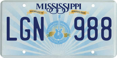 MS license plate LGN988