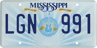 MS license plate LGN991