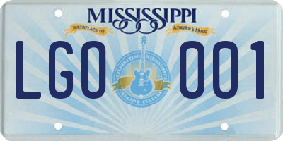 MS license plate LGO001