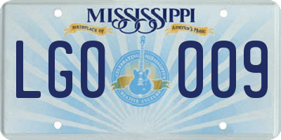 MS license plate LGO009