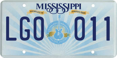 MS license plate LGO011