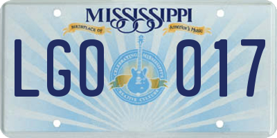 MS license plate LGO017