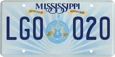 MS license plate LGO020