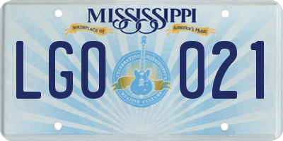 MS license plate LGO021
