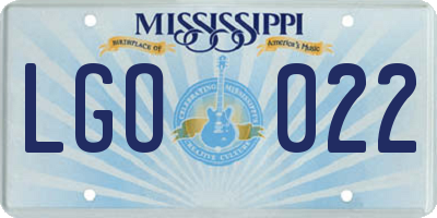 MS license plate LGO022