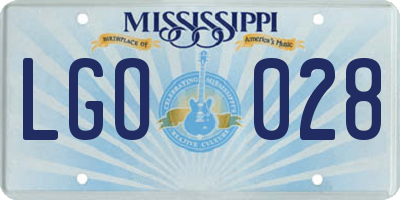 MS license plate LGO028