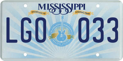 MS license plate LGO033
