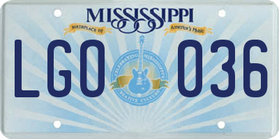 MS license plate LGO036