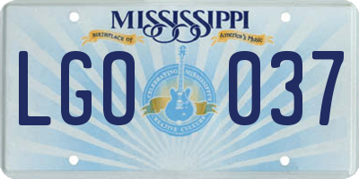 MS license plate LGO037