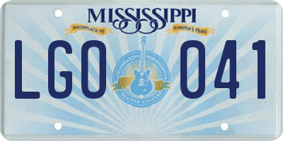 MS license plate LGO041