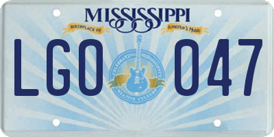 MS license plate LGO047