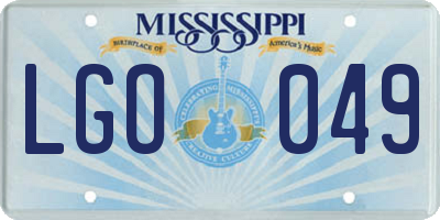 MS license plate LGO049