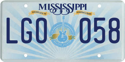 MS license plate LGO058