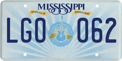 MS license plate LGO062