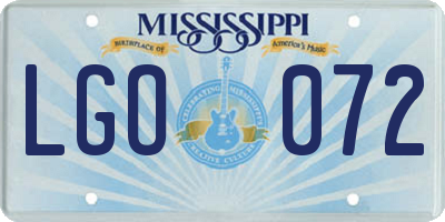 MS license plate LGO072