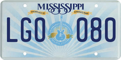 MS license plate LGO080