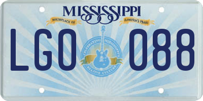 MS license plate LGO088