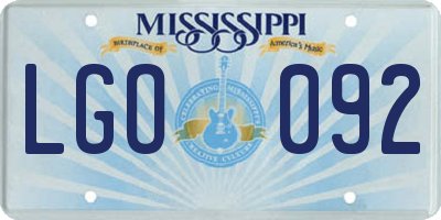 MS license plate LGO092