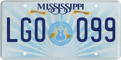 MS license plate LGO099