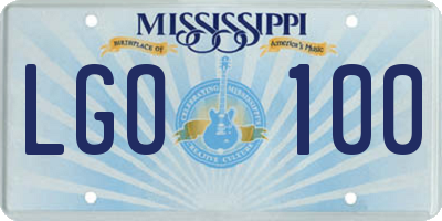 MS license plate LGO100