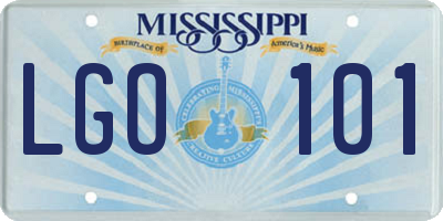 MS license plate LGO101