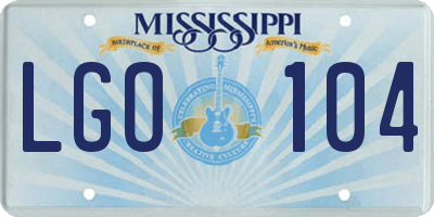 MS license plate LGO104
