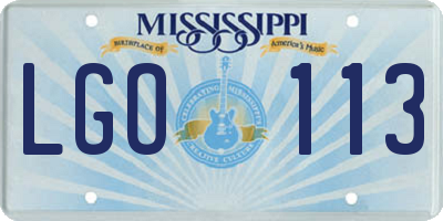 MS license plate LGO113