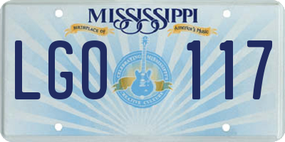 MS license plate LGO117