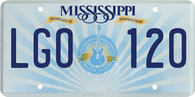 MS license plate LGO120