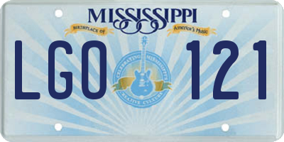 MS license plate LGO121