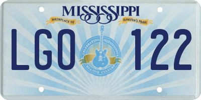 MS license plate LGO122
