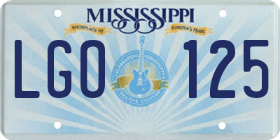 MS license plate LGO125