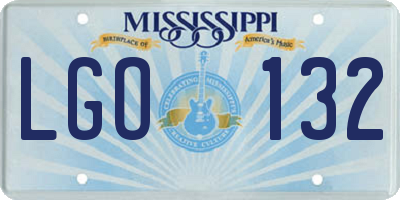 MS license plate LGO132
