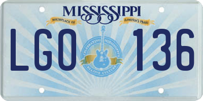 MS license plate LGO136
