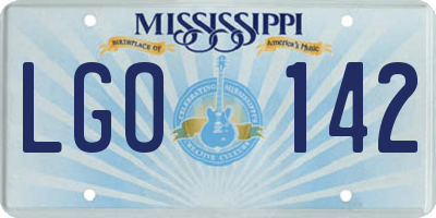 MS license plate LGO142