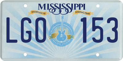 MS license plate LGO153