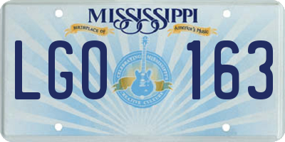 MS license plate LGO163