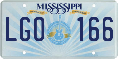MS license plate LGO166