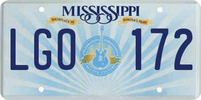MS license plate LGO172